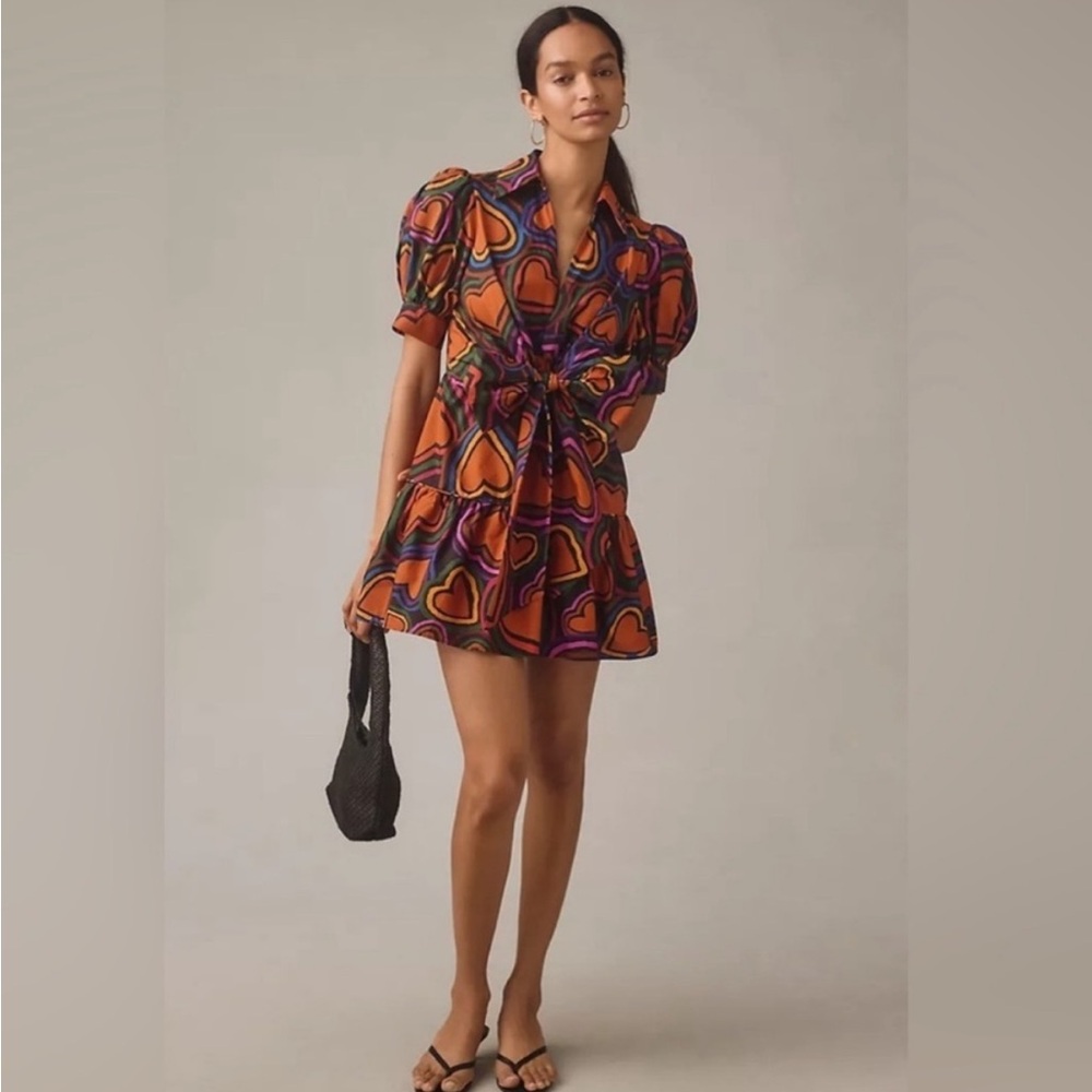 FARM Rio Bow Front Mini Dress Black Motif
